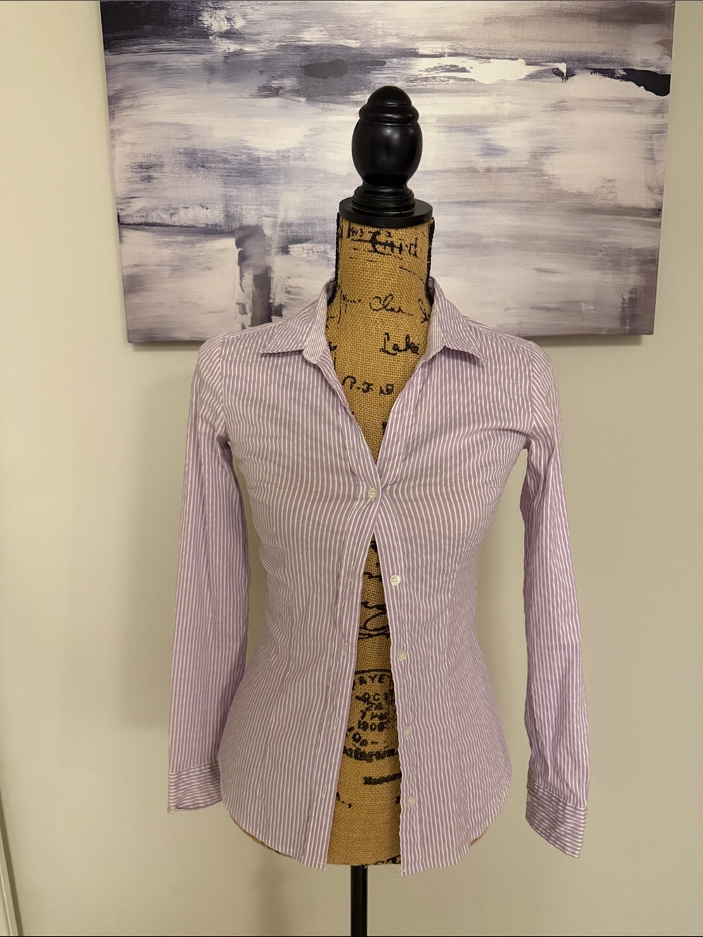 H&M Lavender and White Striped Button-Down Shirt